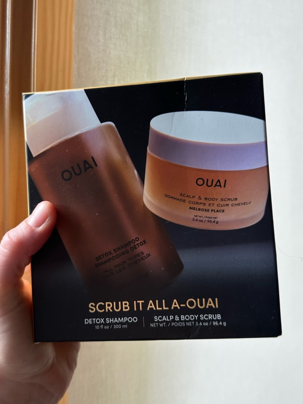 NIB: OUAI Scrub It All A-Ouai Set Detox Shampoo & Body Scrub Kit